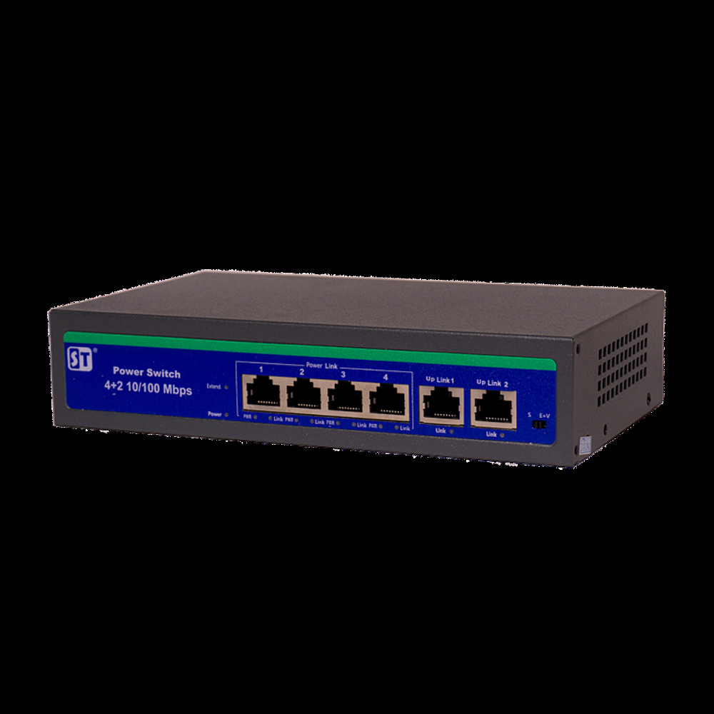 ST-S40POE, (2M/76W)   POE 4-       48.      6 Ethernet  (4 PoE + 2 Up-link), .  : 100 Mb  